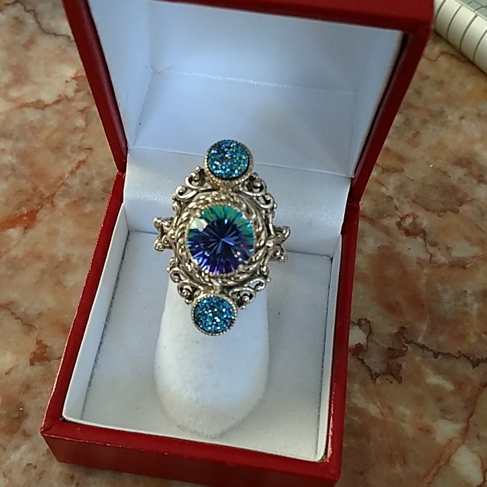 Sterling mystic quartz druzy ring 10